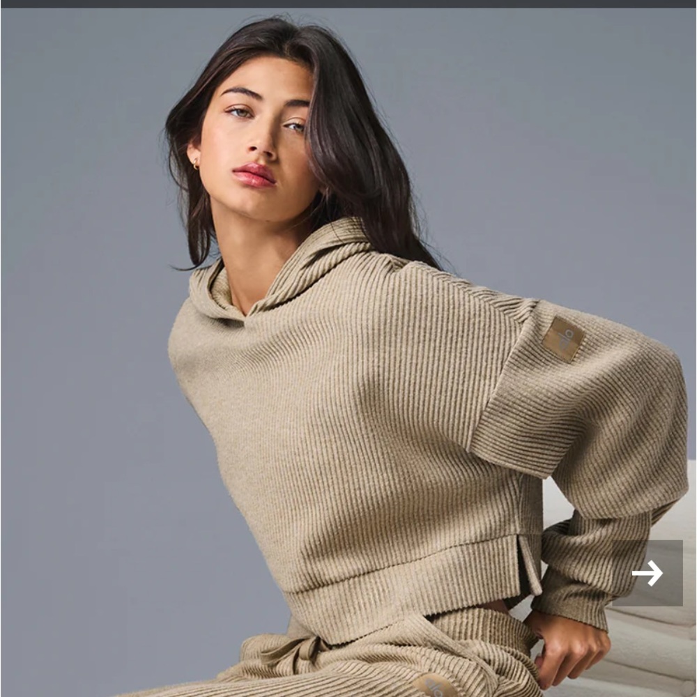 Alo Yoga Muse Hoodie in Gravel Heather Size Medium